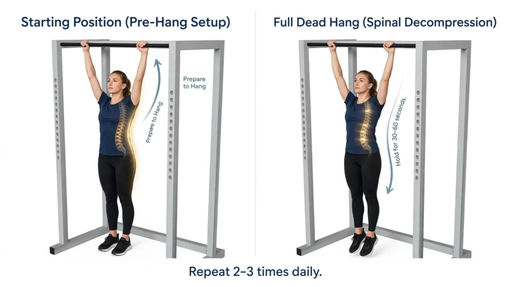 Dead hang spinal decompression exercise step‑by‑step infographic Image