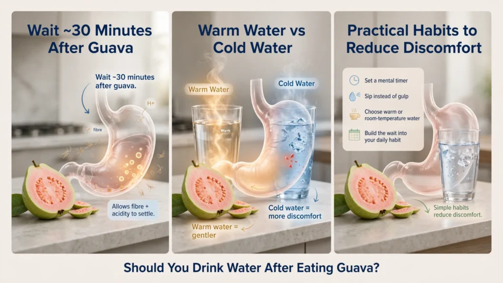 Guava digestion guide showing water timing effects Image