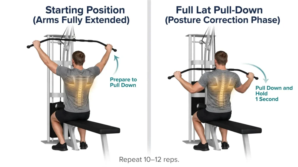 Lat pull‑down posture exercise to improve height Image