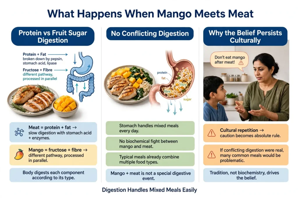 How mango and meat digest together normally Image