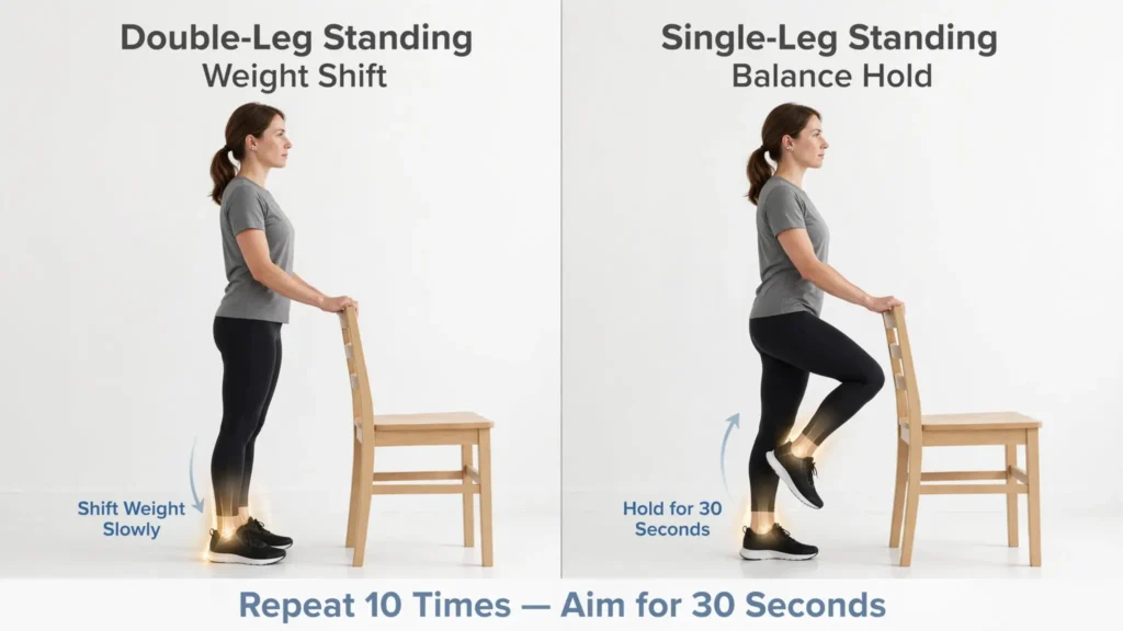 Double leg to single leg balance exercise Image