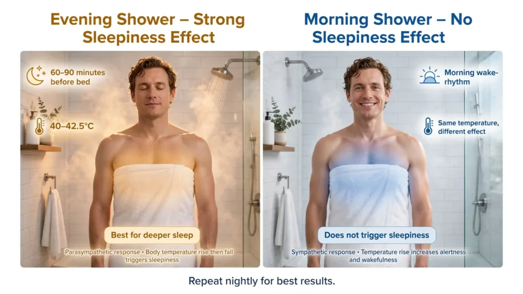 Hot showers and sleepiness explained through timing and temperature Image