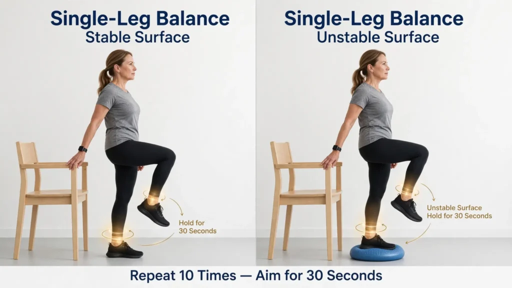 Single leg balance unstable surface exercise Image
