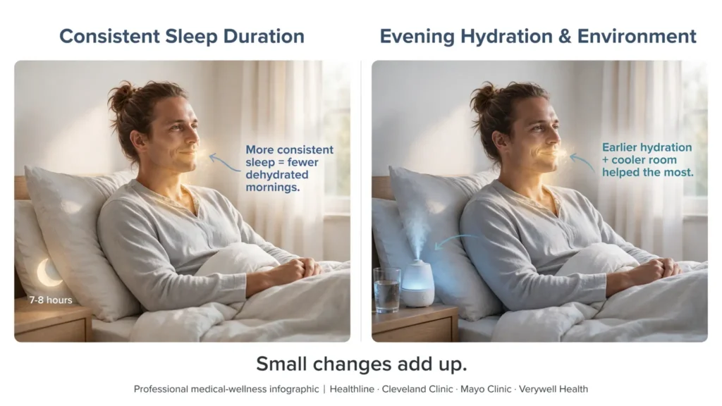 Sleep and hydration habits reduce morning dehydration Image