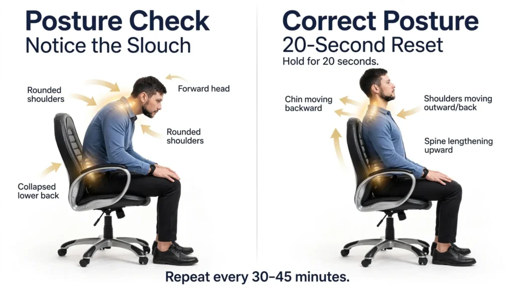 20 second seated posture reset exercise Image