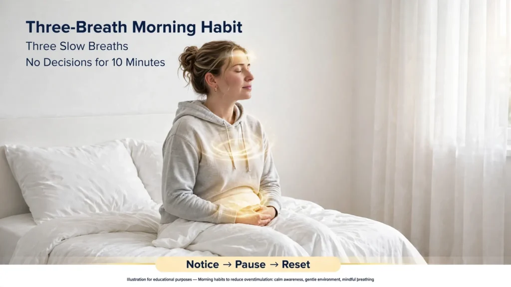 Calm morning practice with deep breaths Image