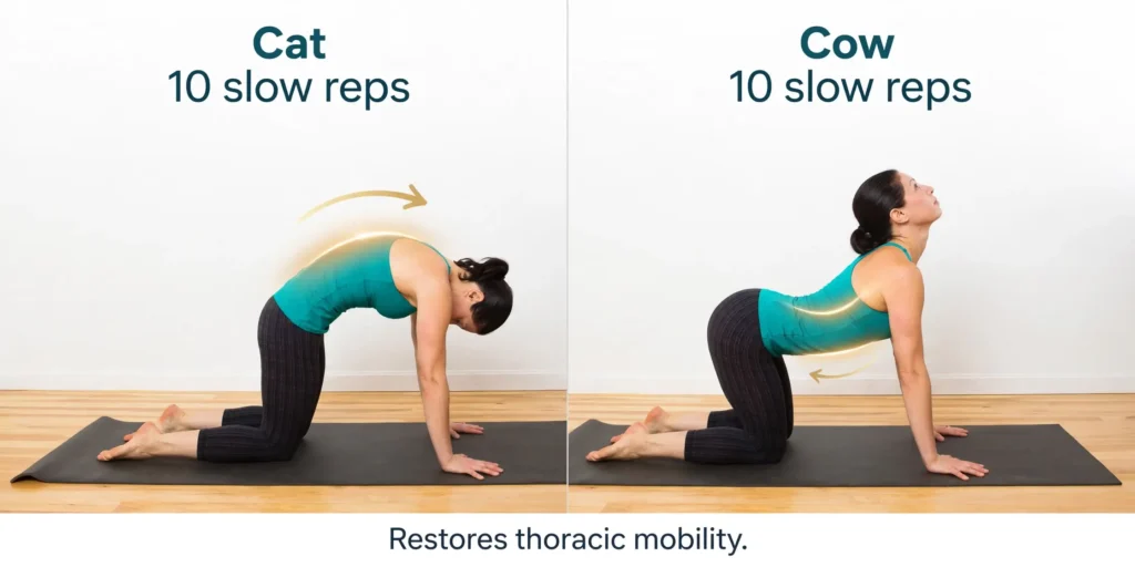 Cat Cow thoracic mobility start and dip position Image