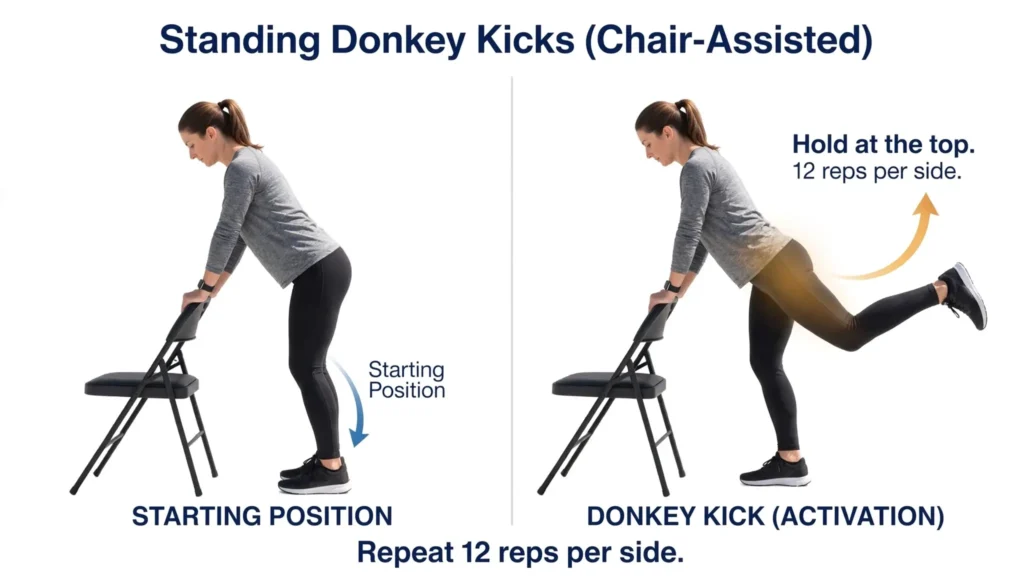 Chair assisted donkey kick demo Image