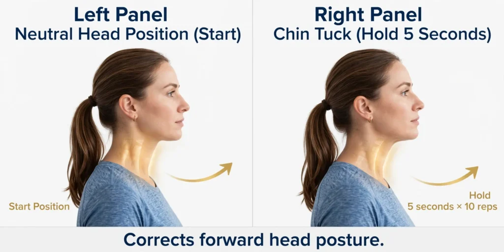 Chin tuck start and hold position Image