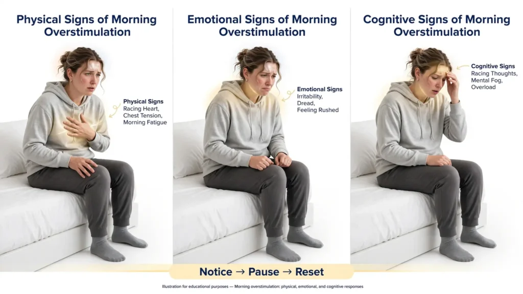 Physical, emotional, cognitive morning overload signs Image