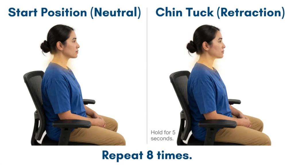  Seated chin tuck posture correction exercise Image