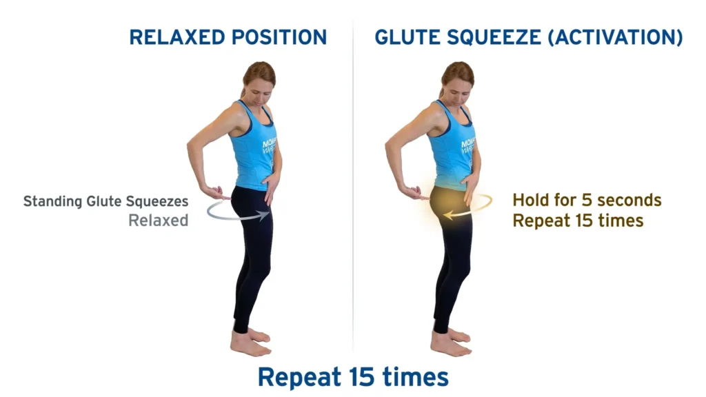 Standing glute squeeze demonstration Image