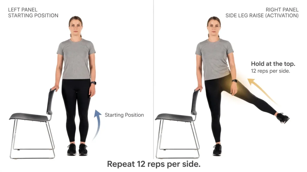 Standing side leg raise demo Image