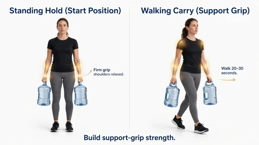 Two panel farmer’s carry exercise for support grip strength Image