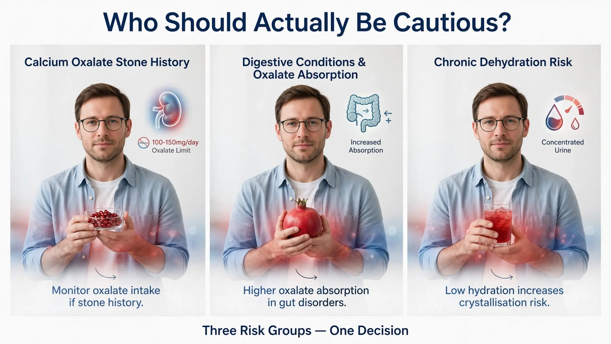 Kidney stones, gut disorders, dehydration risks shown Image