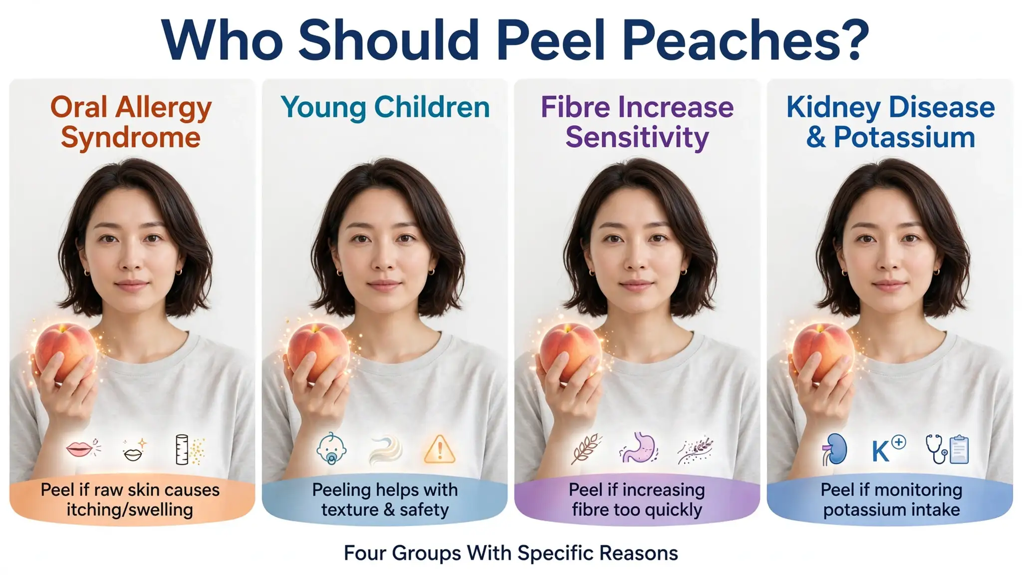 Peach‑peeling guidance for allergy, kids, fibre, potassium Image