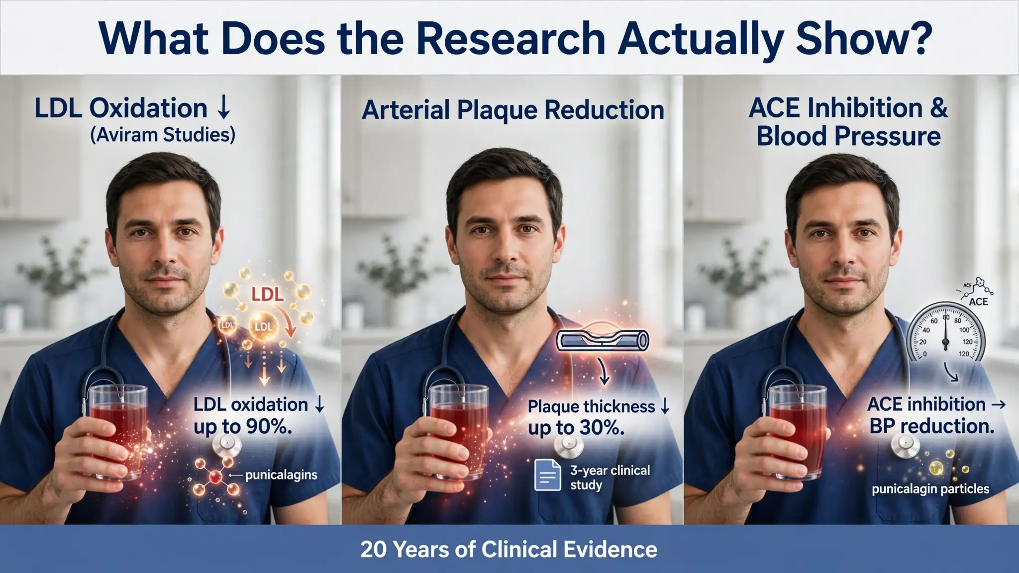 Pomegranate research showing LDL, plaque, blood‑pressure benefits Image