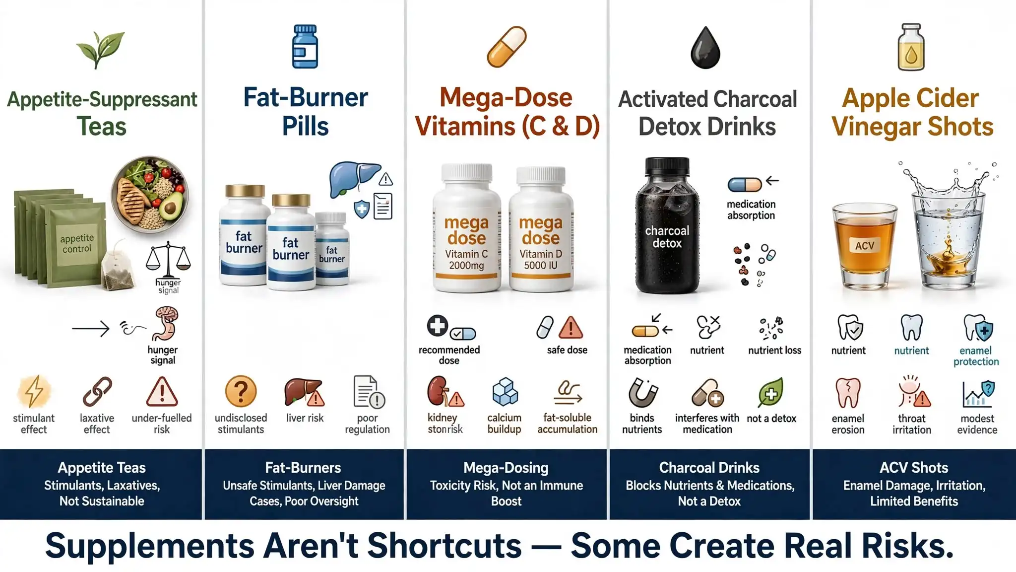 Infographic showing risks of popular supplement trends Image