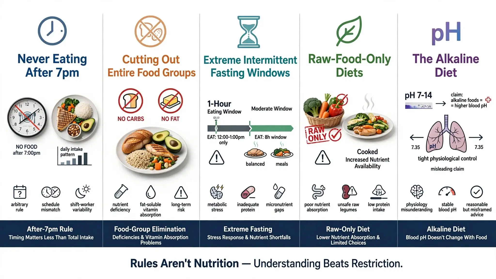 Infographic showing risks of strict rule‑based diets Image