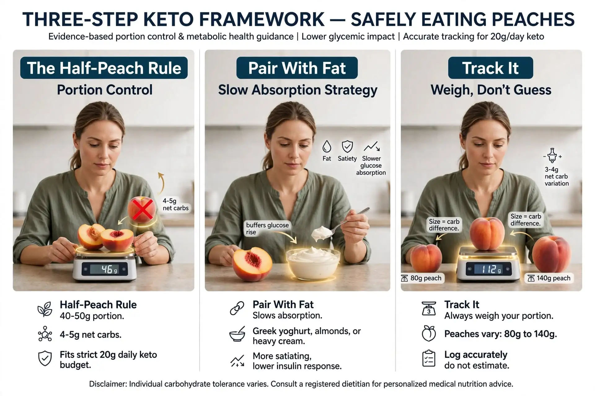Three-step keto framework for eating peaches Image