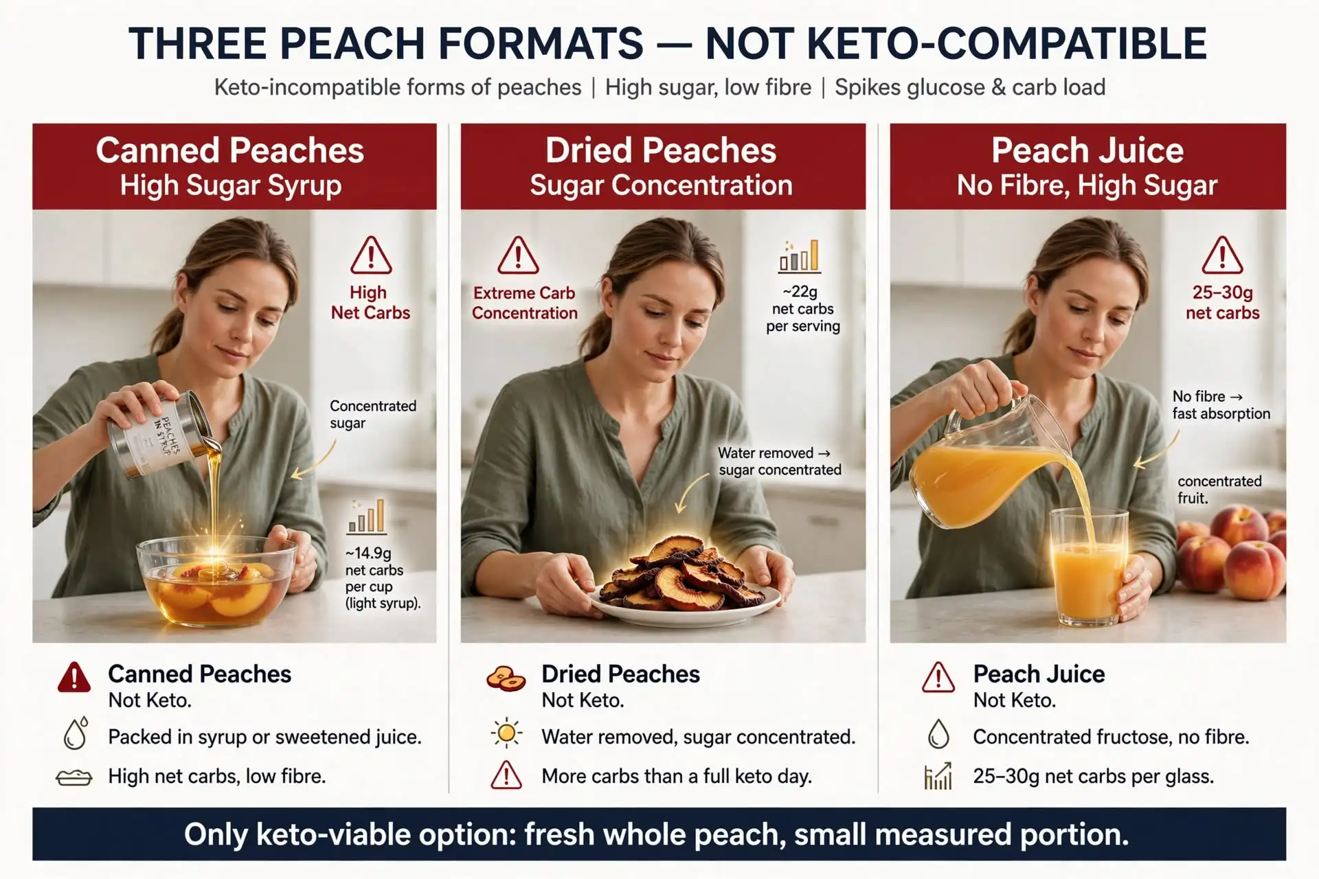 Why canned, dried, juiced peaches fail keto Image