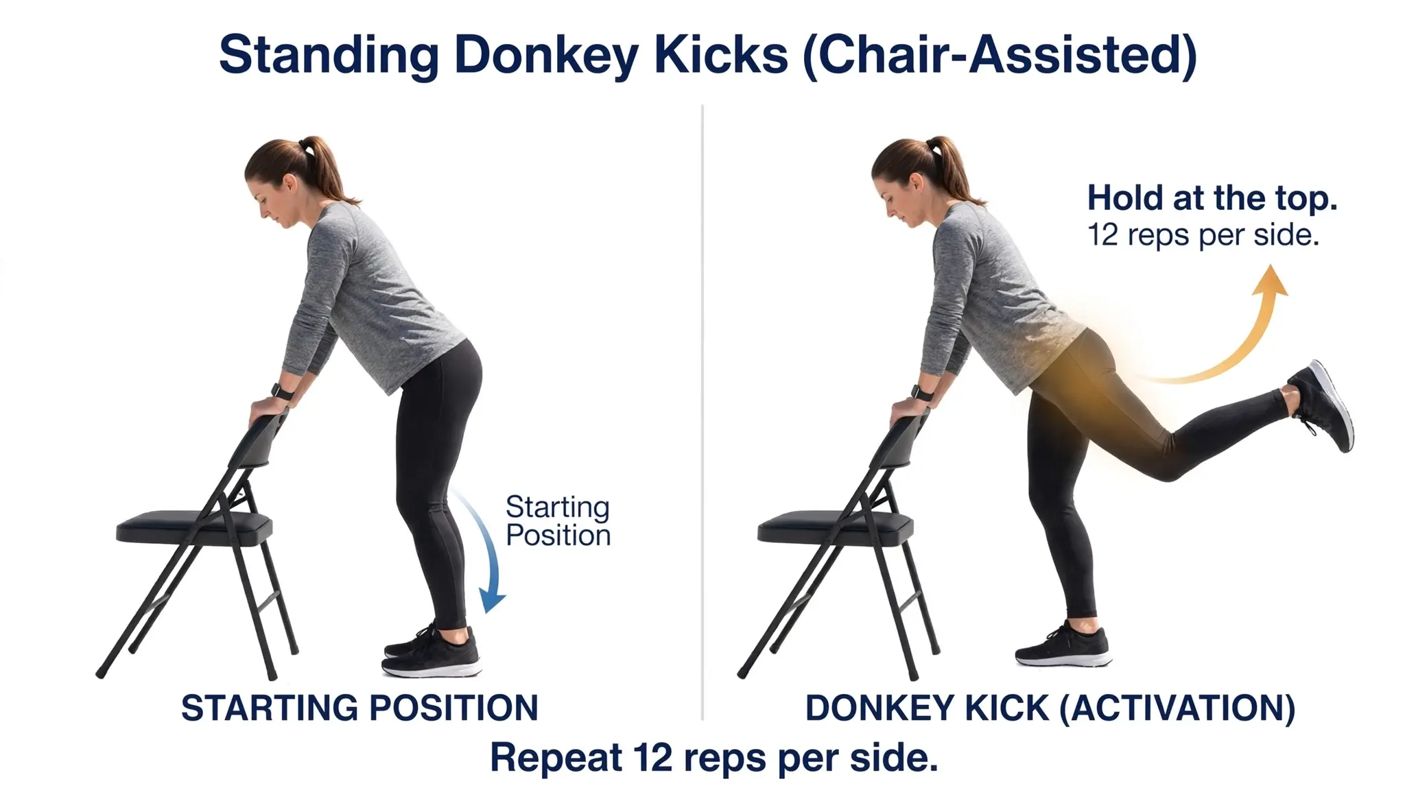 Chair assisted donkey kick demo Image