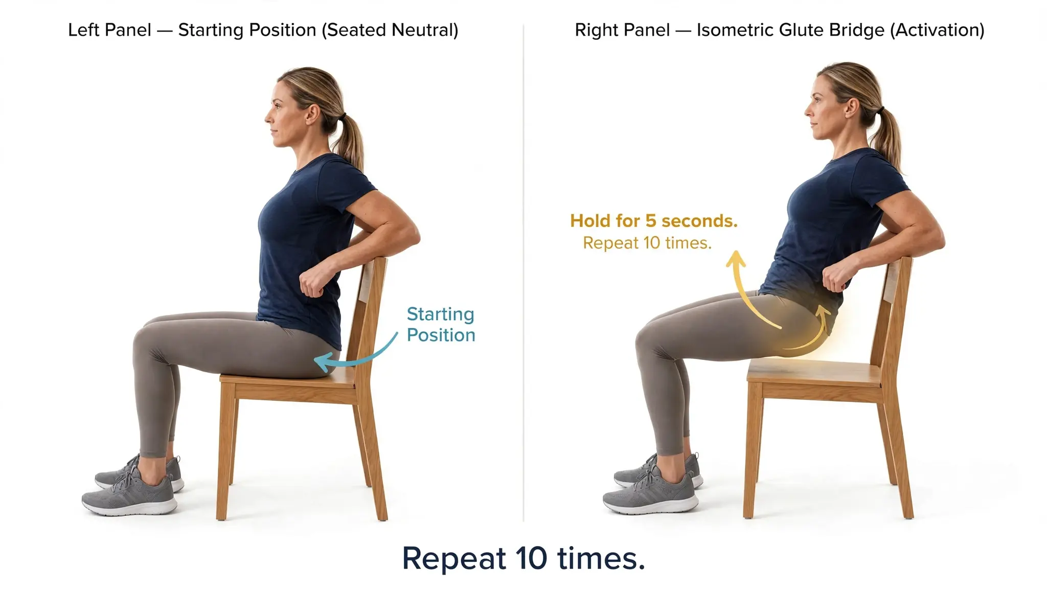 Seated isometric glute bridge demo Image