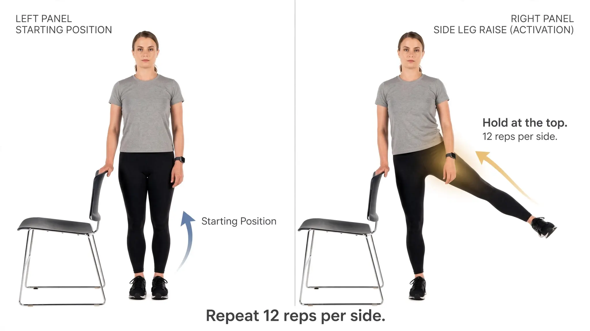Standing side leg raise demo Image